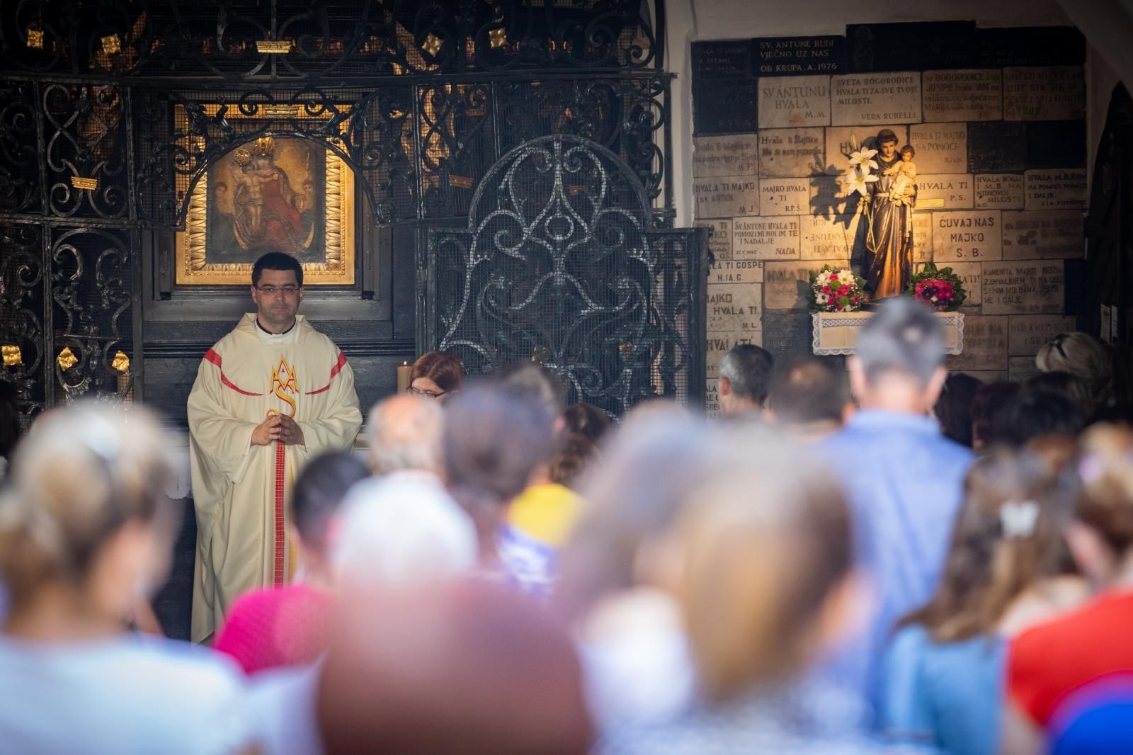 15.08.2021., Zagreb - Na svetkovinu Uznesenja Blazene Djevice Marije na Kamenitim vratima u 8 sati slavljena je sveta misa. 
Photo: Davor Puklavec/PIXSELL