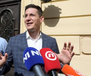 16.06.2021., Zagreb - Na konferenciji za medije odrzanoj ispred Stare gradske vijecnice o planu rada zastupnika Mosta u Gradskoj skupstini govorili su Zvonimir Troskot i Marko Sladoljev. 
Photo: Patrik Macek/PIXSELL