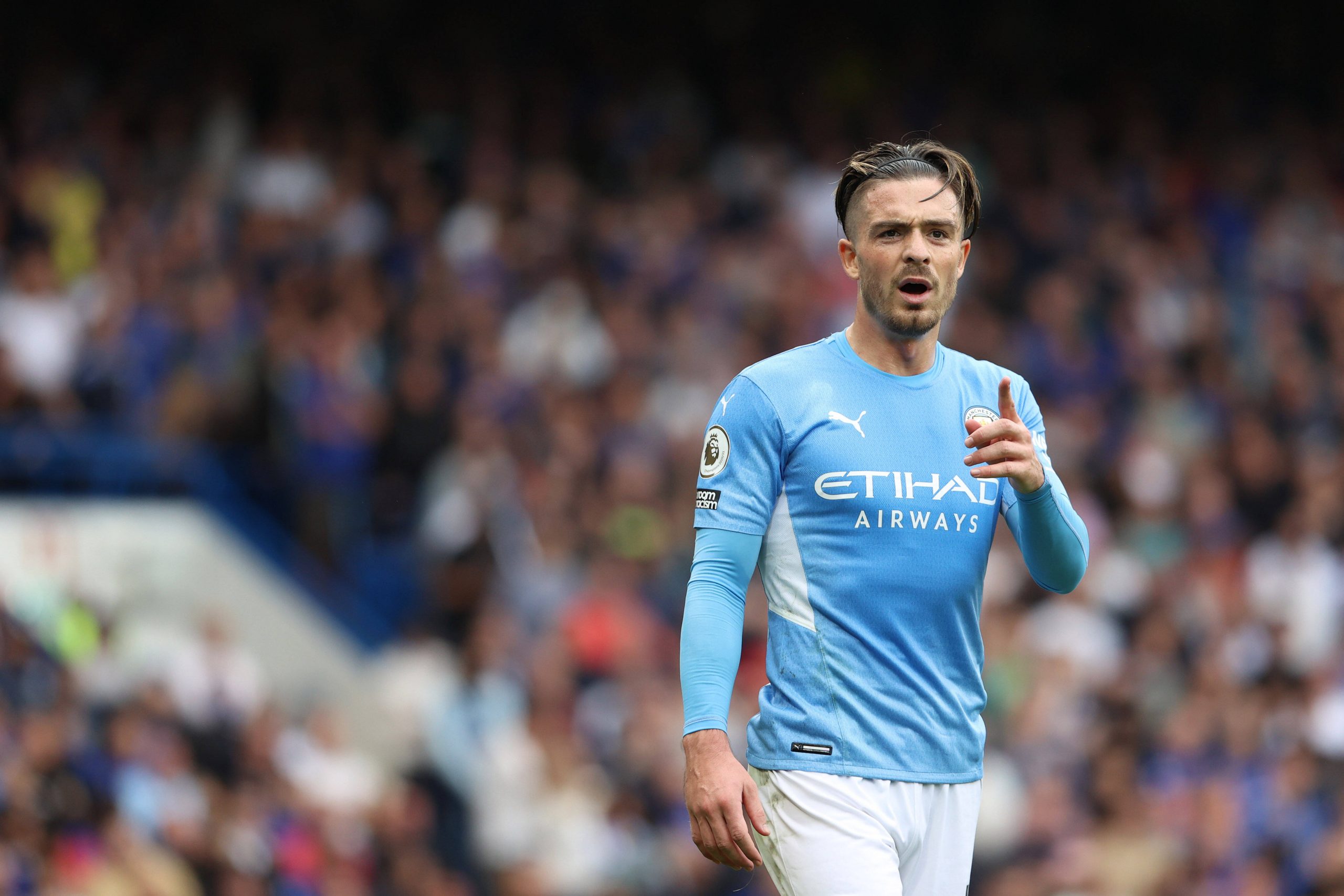 Chelsea v Man City 25 September 2021, London - Premier League Football - Chelsea v Manchester City - Jack Grealish of Man City - Photo: Charlotte Wilson / Offside. London UK *** Chelsea gegen Man City 25. September 2021, London Premier League Fußball Chelsea gegen Manchester City Jack Grealish von Man City Foto Charlotte Wilson Abseits London UK PUBLICATIONxINxGERxSUIxAUTxONLY Copyright: xCharlottexWilsonx/xOffsidexOffside
