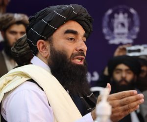 epa09418132 Zabihullah Mujahid, Taliban spokesman talks with journalists during a press conference in Kabul, Afghanistan, 17 August 2021. The new Taliban leadership that swept to power in Afghanistan has said it would not seek revenge against those who had fought against it and would protect the rights of Afghan women within the rules of Sharia law. Mujahid added the Taliban would work to avoid any return to conflict or for Afghanistan to become a hub for terrorism that would threaten other countries in the region.  EPA/STRINGER