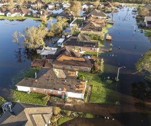 epa09438637 An aerial photo made with a drone shows damage caused by Hurricane Ida in La Place, Louisiana, USA, 01 September 2021. The Category 4 storm came ashore on 29 August causing heavy flooding, downing trees, and ripping off roofs.  EPA/TANNEN MAURY
