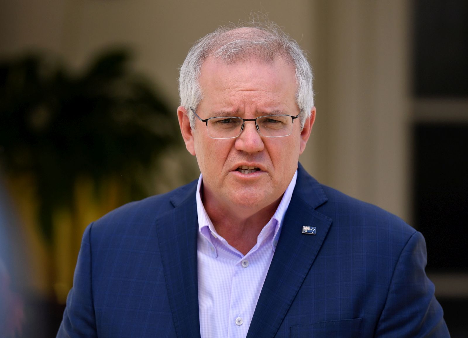 epa09462955 Australian Prime Minister Scott Morrison speaks to the media during a press conference at Kirribilli House in Sydney, New South Wales, Australia, 12 September 2021. The Australian Government announced on the day that it has secured an additional one million Moderna doses from European Union (EU) member states to further bolster Australia's COVID-19 vaccination programme.  EPA/JOEL CARRETT AUSTRALIA AND NEW ZEALAND OUT