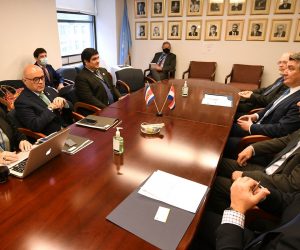 New York/ Zagreb, 20.09.2021 - Uoèi 76. zasjedanja Opæe skuptine Ujedinjenih naroda predsjednik Republike Hrvatske Zoran Milanoviæ odrao je bilateralni sastanak s predsjednikom Republike Kostarike Carlosom Alvaradom Quesadom. foto HINA/ Ured predsjednika RH/ Dario Andriek/ ik