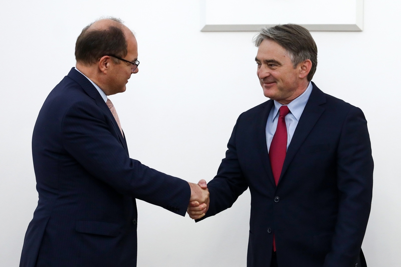 03.08.2021., Sarajevo, Bosna i Hercegovina - Predsjedavajuci Predsjednistva BiH Zeljko Komsic i clan Predsjedništva BiH Sefik Dzaferovic primili su novog visokog predstavnika za Bosnu i Hercegovinu Christiana Schmidta.
Photo: Armin Durgut/PIXSELL