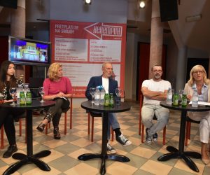07.09.2021., Zagreb - U satirickom kazalistu Kerempuh predstavljene su nove pretplate za jesensku sezonu. Nikolina Rafaj, Dora Delbianco, Roman Suskovic Stipanovic, Kresimir Dolencic Photo: Davorin Visnjic/PIXSELL