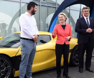08.07.2021., Sveta Nedelja - 
Predsjednik Vlade Plenkovic i predsjednica Europske komisije Ursula von der Leyen posjetili su  tvrtku Rimac Automobili d.o.o. u Svetoj Nedelji nakon cega su se obratili medijima.
Photo: Josip Regovic/PIXSELL