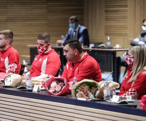 08.09.2021.,Zagreb - Nacionalna i sveucilisna knjiznica, predsjednik Vlade Andrej Plenkovic primio hrvatske sportasice i sportase koji su osvojili medalje na Olimpijskim i Paraolimpijskim igrama u Tokiju.
Photo: Robert Anic/PIXSELL