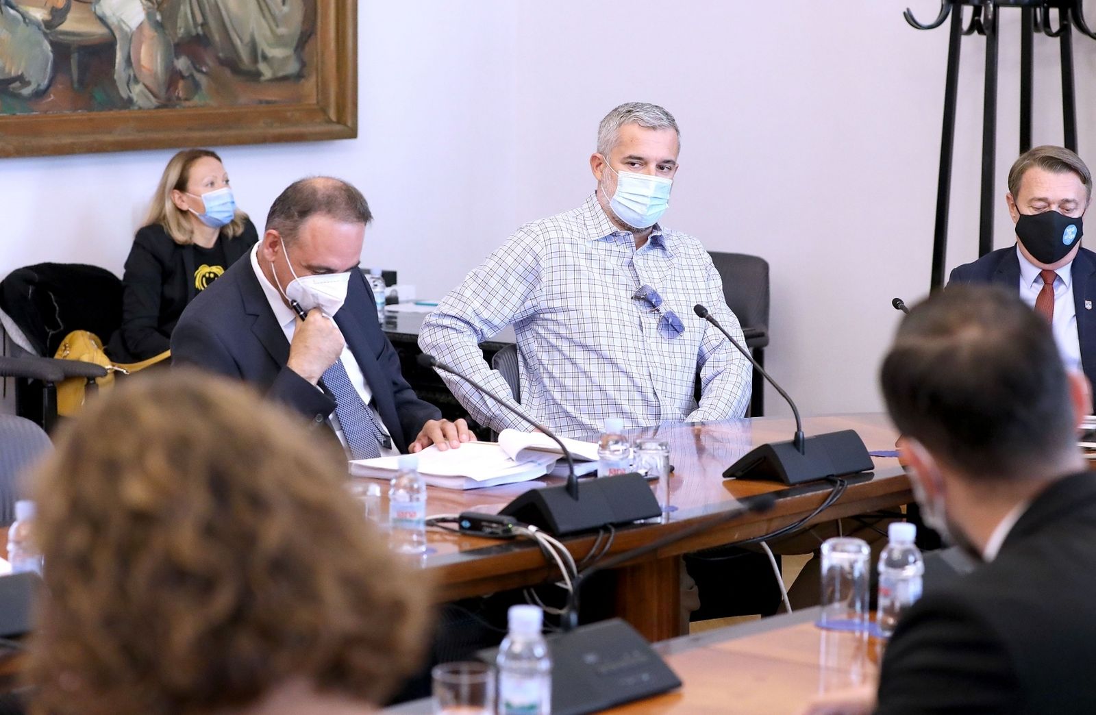 14.09.2021., Zagreb -  Saborski Odbor za informiranje, informatizaciju i medije raspravlja o izmjenama zakona o elektronickim medijima i autorskim pravima. Nino Raspudic, Goran Ivanovic Photo: Patrik Macek/PIXSELL