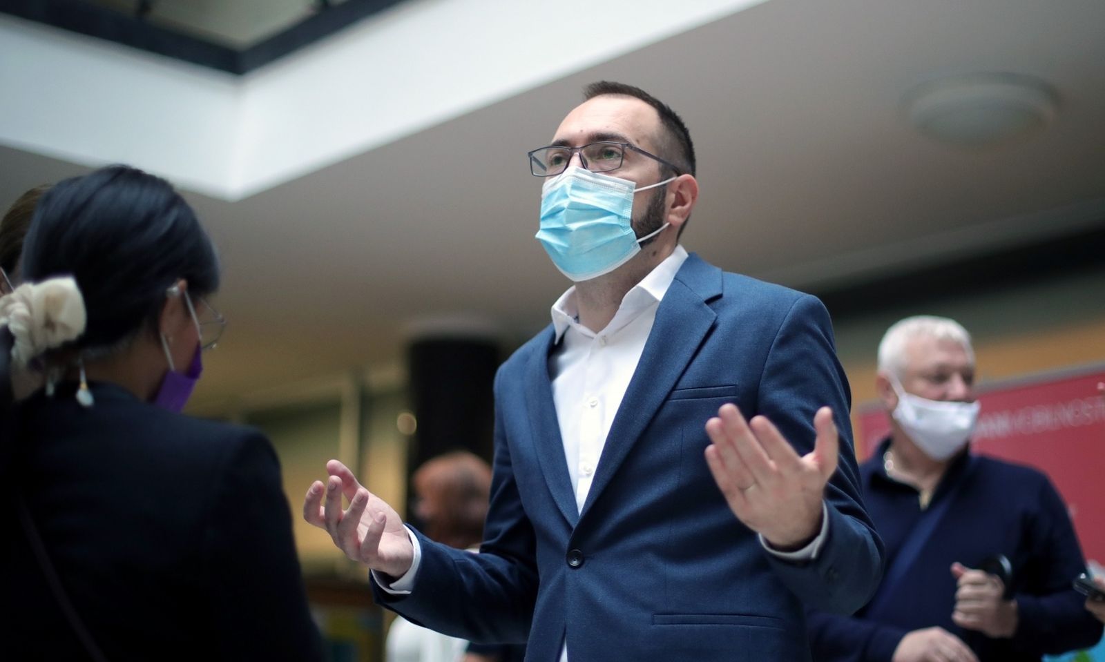 17.09.2021., Zagreb - predvorje Gradske uprave. Konferencija za medije gradonacelnika Tomislava Tomasevica povodom Europskog tjedna mobilnosti. Photo: Sanjin Strukic/PIXSELL