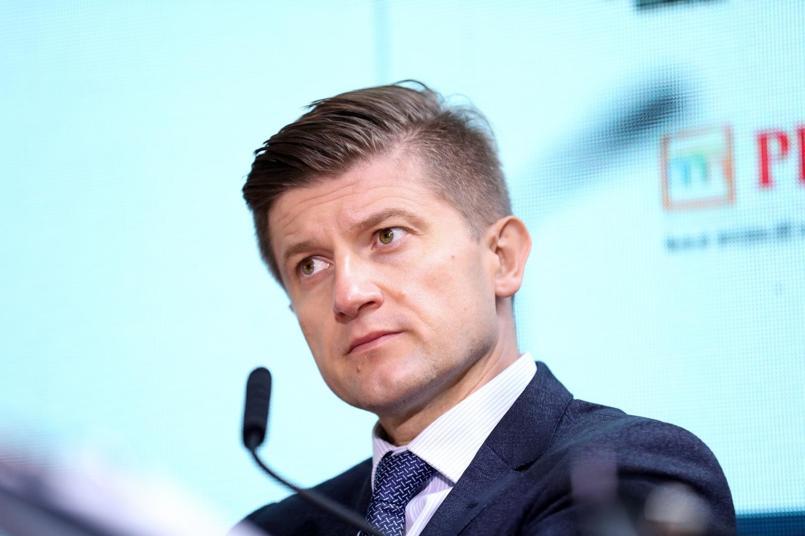 20.09.2021., Koprivnica - Vecernjakova konferencija "Hrvatska kavu trebamo" Porezna politika u funkciji podizanja konkurentnosti hrvatskog gospodarstva.Panel: Pokretaci gospodarstva nakon COVID krize- kakva nas buducnost ocekuje. Ministar financija Zdravko Maric
Photo: Emica Elvedji/PIXSELL