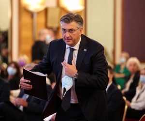 22.09.2021, Zagreb - Predsjednik Vlade RH Andrej Plenkovic sudjelovao je na Konferenciji "Integrirani pristup zaštiti od nasilja nad zenama i nasilja u obitelji
Photo:Zeljko Hladika/Pixsell