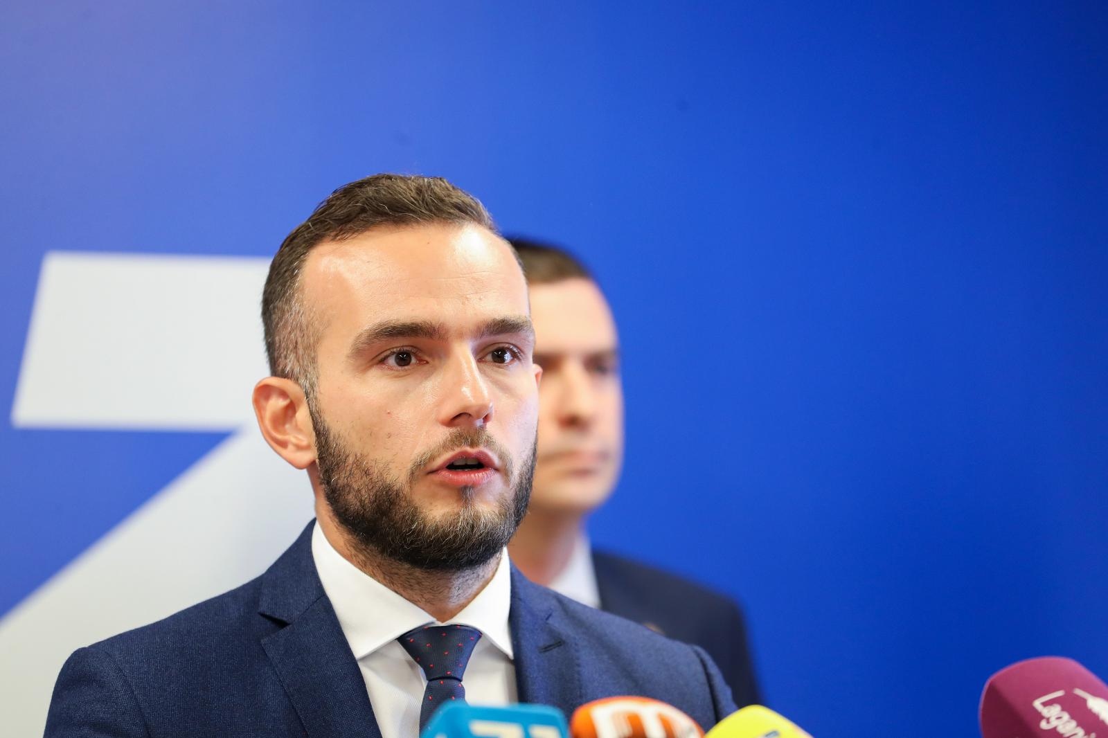 23.09.2021., Zagreb - Predstavljanje kandidata Mislava Hermana za predsjednika Gradske organizacije HDZ-a Grada Zagreba. Josip Aladrovic. 
Photo: Luka Stanzl/PIXSELL