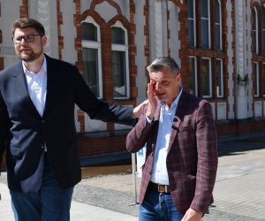 26.05.2021., Cakovec- Stjepan Kovač i Pedja Grbin na konferenciji za medije SDP-a uoci drugog kruga lokalnih izbora. 
 Photo: Vjeran Zganec Rogulja/PIXSELL