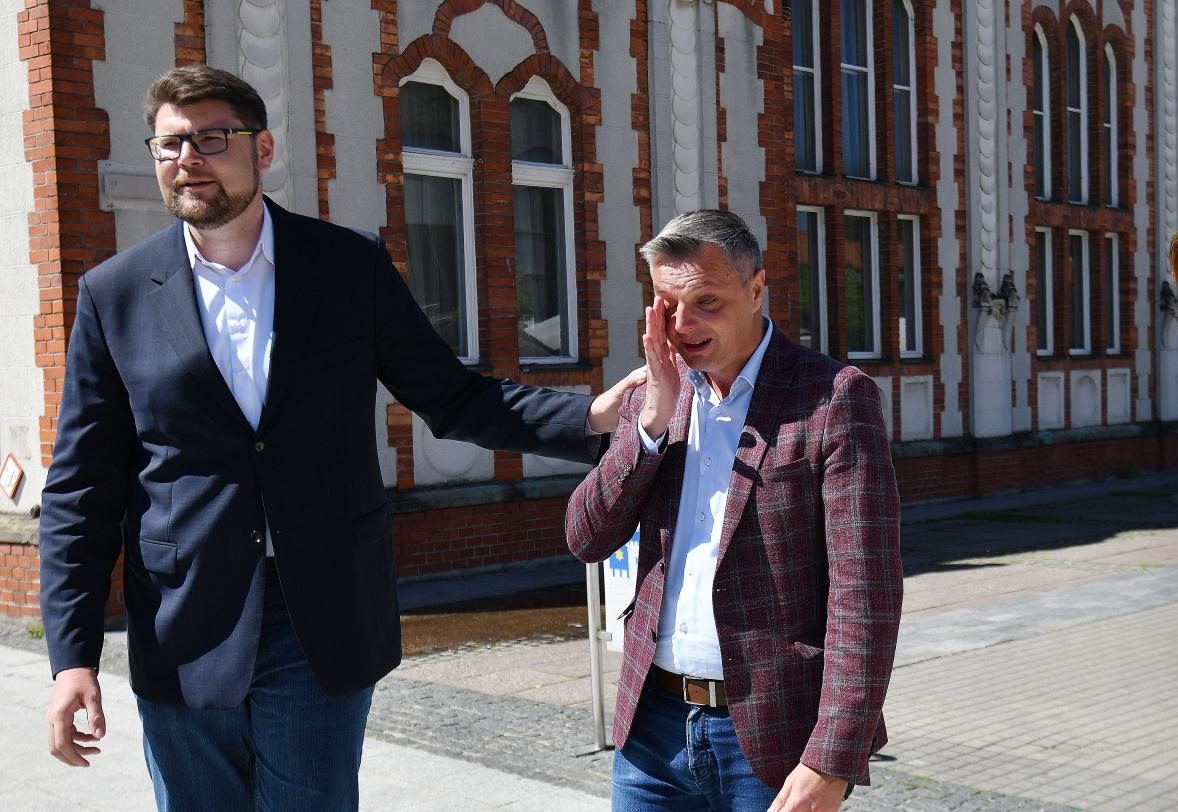 26.05.2021., Cakovec- Stjepan Kovač i Pedja Grbin na konferenciji za medije SDP-a uoci drugog kruga lokalnih izbora. 
 Photo: Vjeran Zganec Rogulja/PIXSELL