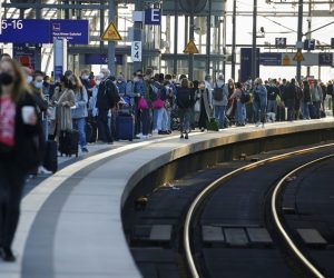 German train drivers hold week-long strike in wage dispute with Deutsche Bahn People wait for a train to arrive at the DB Berlin Hauptbahnhof or Berlin main train station during a strike held by train conductors in Berlin, Germany September 2, 2021. REUTERS/Michele Tantussi MICHELE TANTUSSI