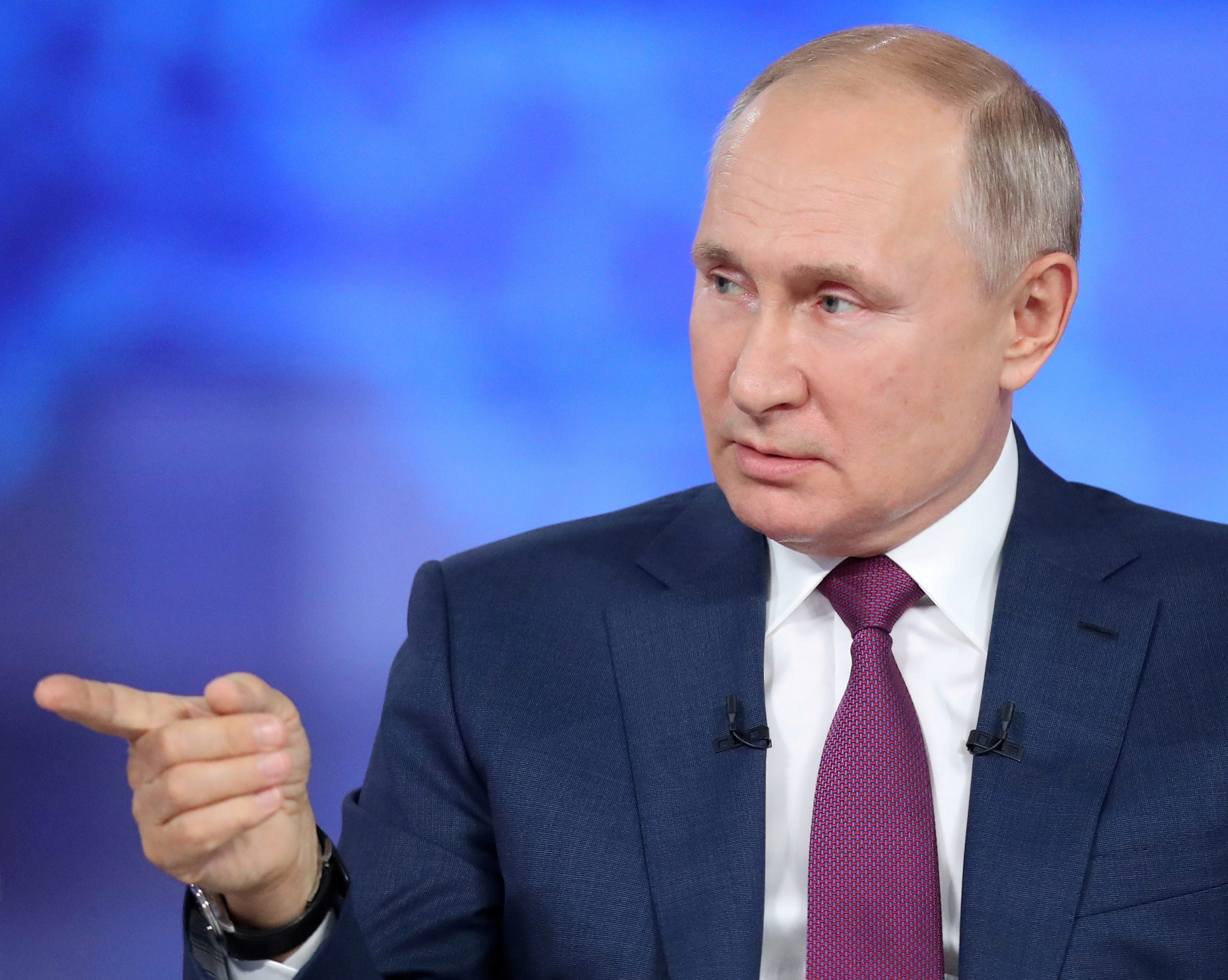 FILE PHOTO: FILE PHOTO: Russian President Putin takes part in an annual nationwide televised phone-in show in Moscow FILE PHOTO: Russian President Vladimir Putin gestures during an annual nationwide televised phone-in show in Moscow, Russia June 30, 2021. Sputnik/Sergei Savostyanov/Pool via REUTERS  ATTENTION EDITORS - THIS IMAGE WAS PROVIDED BY A THIRD PARTY./File Photo Sputnik Photo Agency