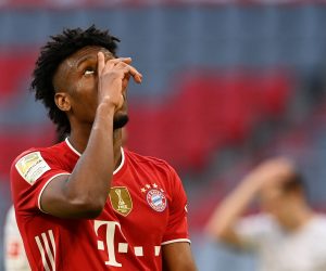 FILE PHOTO: Bundesliga - Bayern Munich v Borussia Moenchengladbach FILE PHOTO: Soccer Football - Bundesliga - Bayern Munich v Borussia Moenchengladbach - Allianz Arena, Munich, Germany - May 8, 2021 Bayern Munich's Kingsley Coman celebrates scoring their fourth goal Pool via REUTERS/Christof Stache DFL regulations prohibit any use of photographs as image sequences and/or quasi-video./File Photo CHRISTOF STACHE