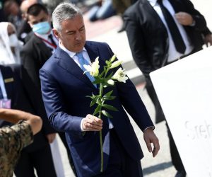 11.07.2021., Potocari, Bosna i Hercegovina - Brojne delegacije polozile su cvijece u znak sjecanja na ubijene u genocidu u Srebrenici. Milo Djukanovic
Photo: Armin Durgut/PIXSELL