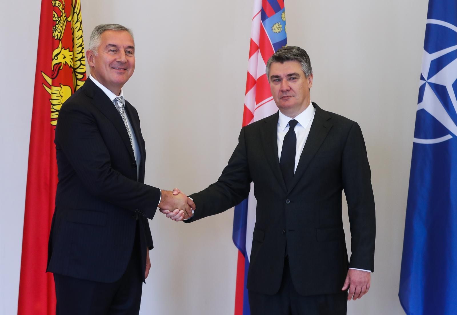 16.09.2021., Zagreb - Predsjednik Republike Hrvatske Zoran Milanovic i predsjednik Crne Gore Milo Djukanovic susreli su se u Uredu predsjednika na Pantovcaku. Photo: Zeljko Lukunic/PIXSELL