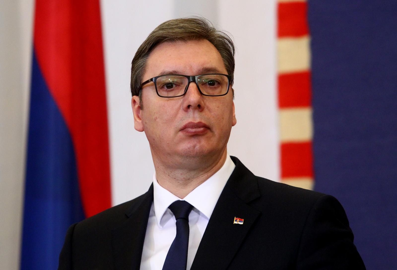 12.02.2018., Zagreb - Izjave za medije predsjednice Republike Hrvatske Kolinde Grabar-Kitarovic i predsjednika Republike Srbije Aleksandra Vucica nakon susreta u Uredu predsjednice. Izaslanstvo Republike Srbije predvodjeno predsjednikom u dvodnevnom je posjetu Hrvatskoj. 
Photo: Boris Scitar/Vecernji list/PIXSELL