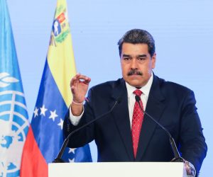 epa09482630 A handout photo made available by the Miraflores Palace Press office that shows Venezuelan President Nicolas Maduro as he intervenes virtually before the United Nations General Assembly, in Caracas, Venezuela, 22 September 2021. Maduro ratified this Wednesday, when he intervened before the UN General Assembly, his 'demand' that 'all criminal sanctions' against his country be lifted.  EPA/Miraflores Press HANDOUT  HANDOUT EDITORIAL USE ONLY/NO SALES