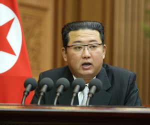 epa09496655 A photo released by the official North Korean Central News Agency (KCNA) showing the Supreme Leader of North Korea Kim Jong-un speaking during the second-day sitting of the 5th Session of the 14th Supreme People's Assembly of the Democratic People's Republic of Korea (DPRK) at the Mansudae Assembly Hall, in Pyongyang, North Korea, 30 September 2021.  EPA/KCNA   EDITORIAL USE ONLY
