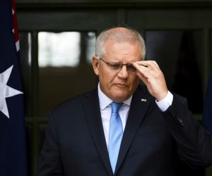 epa09499027 Australian Prime Minister Scott Morrison speaks to the media during a press conference at the Lodge in Canberra, Australian Capital Territory, Australia, 01 October 2021. Prime Minister Morrison announced on the day that Australia is ready to take its next steps to safely reopen to the world and that his government is working 'towards completely quarantine-free travel for certain countries,' when it is safe to do so. Australia's international travel ban is expected to be lifted sometime in November, allowing fully vaccinated Australians overseas to return home.  EPA/LUKAS COCH AUSTRALIA AND NEW ZEALAND OUT