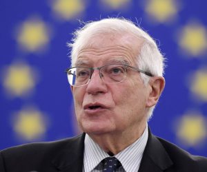 epa09506543 European Union High Representative for Foreign Affairs and Security Policy Josep Borrell delivers a speech during a debate on the future of EU-US relations as part of a plenary session at the European Parliament in Strasbourg, France, 05 October 2021.  EPA/FREDERICK FLORIN / POOL