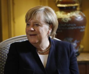 epa09525359 German Chancellor Angela Merkel during a meeting with Belgium's Prime Minister De Croo in Brussels, Belgium, 15 October 2021. Merkel is on an official visit to Brussels as a symbolic 'farewell' before leaving her post as German Chancellor after 16 years.  EPA/OLIVIER HOSLET / POOL