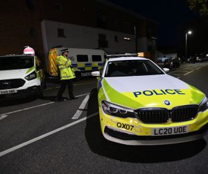 epa09526040 A police cordon at the scene of a crime where MP for Southend West, Sir David Amess, was stabbed to death in Leigh-on-Sea, Britain, 15 October 2021. Amess was reportedly stabbed several times at a church in Leigh-on-Sea while holding a constituency surgery and later died of his injuries.  EPA/ANDY RAIN