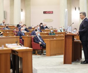 Zagreb, 27.10.2021 - Nastavak 8. sjednice Hrvatskoga sabora raspravom o Godišnjem izvješću Vlade RH koje je podnio premijer Andrej Plenković.
Na fotografiji Andrej Plenković.
foto HINA/ Edvard ŠUŠAK/ es