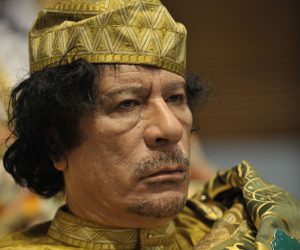 Muammar Qaddafi, the Libyan chief of state, attends the 12th African Union Summit in Addis Ababa, Ethiopia, Feb. 2, 2009. Qaddafi was elected chairman of the organization. (U.S. Navy photo by Mass Communication Specialist 2nd Class Jesse B. Awalt/Released)