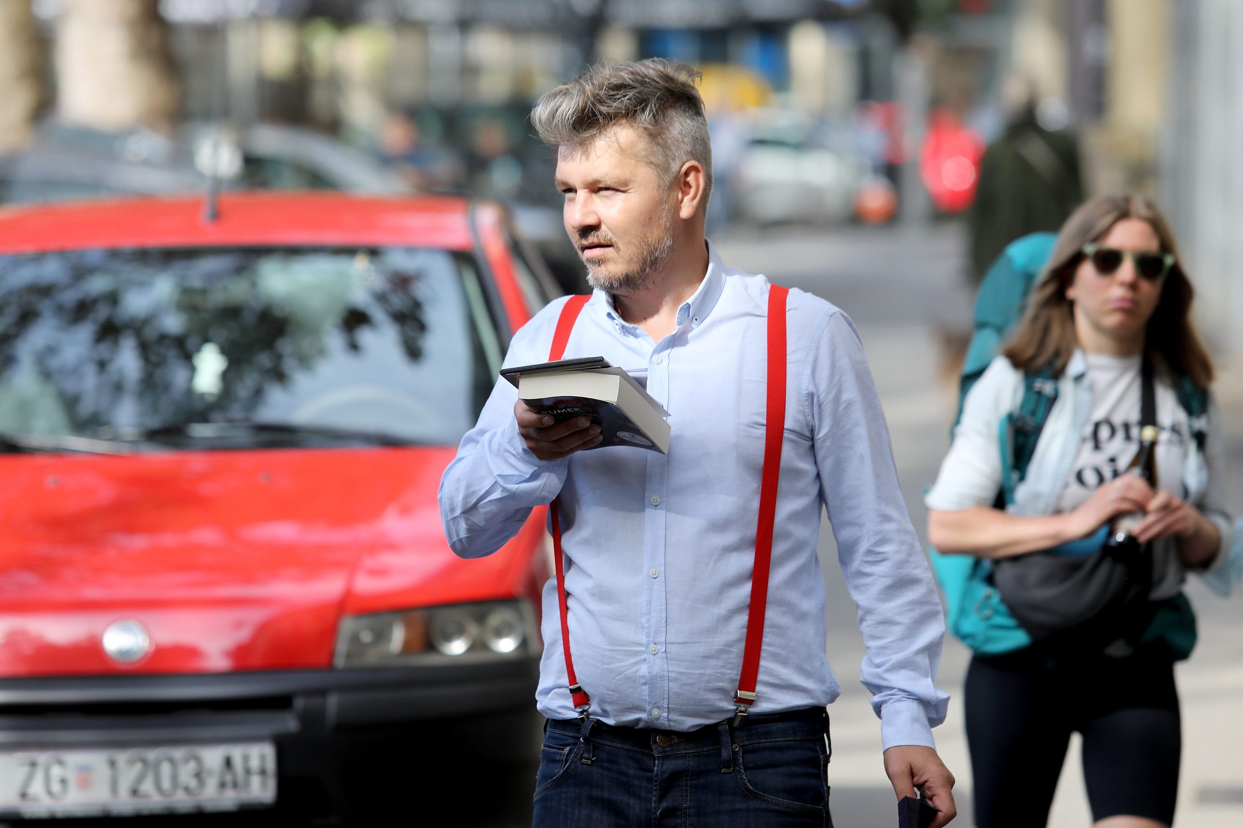 01.09.2021., Zagreb - Akcijom "Pratite trag novca" Dario Jurican pokusao je danas ukazati na necinjenje kada je u pitanju netransparentno vlasnistvo medija. Photo: Patrik Macek/PIXSELL