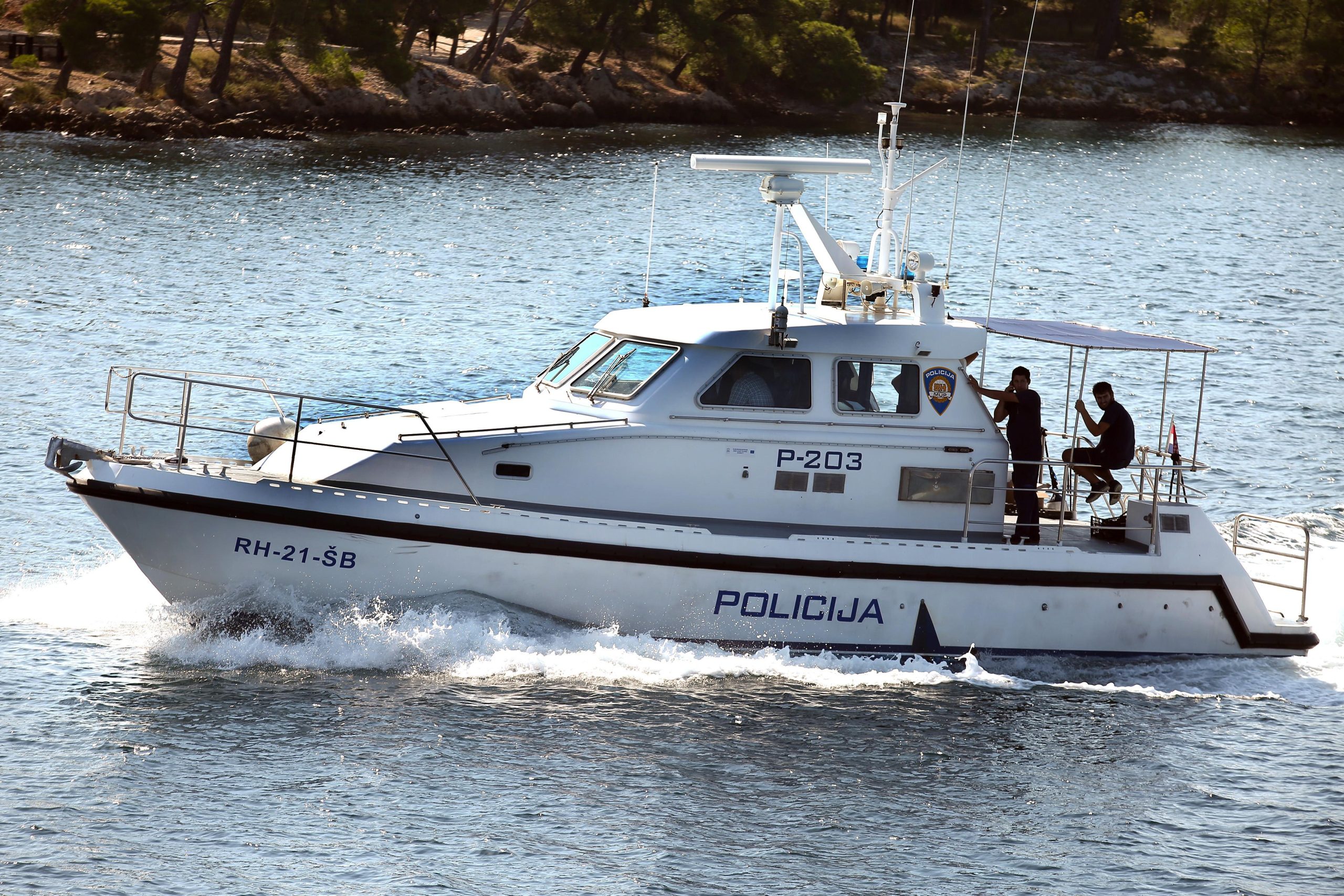 04.10.2019., Sibenik - Policijski gliser patrolira sibenskim akvatorijem.
Photo: Dusko Jaramaz/PIXSELL