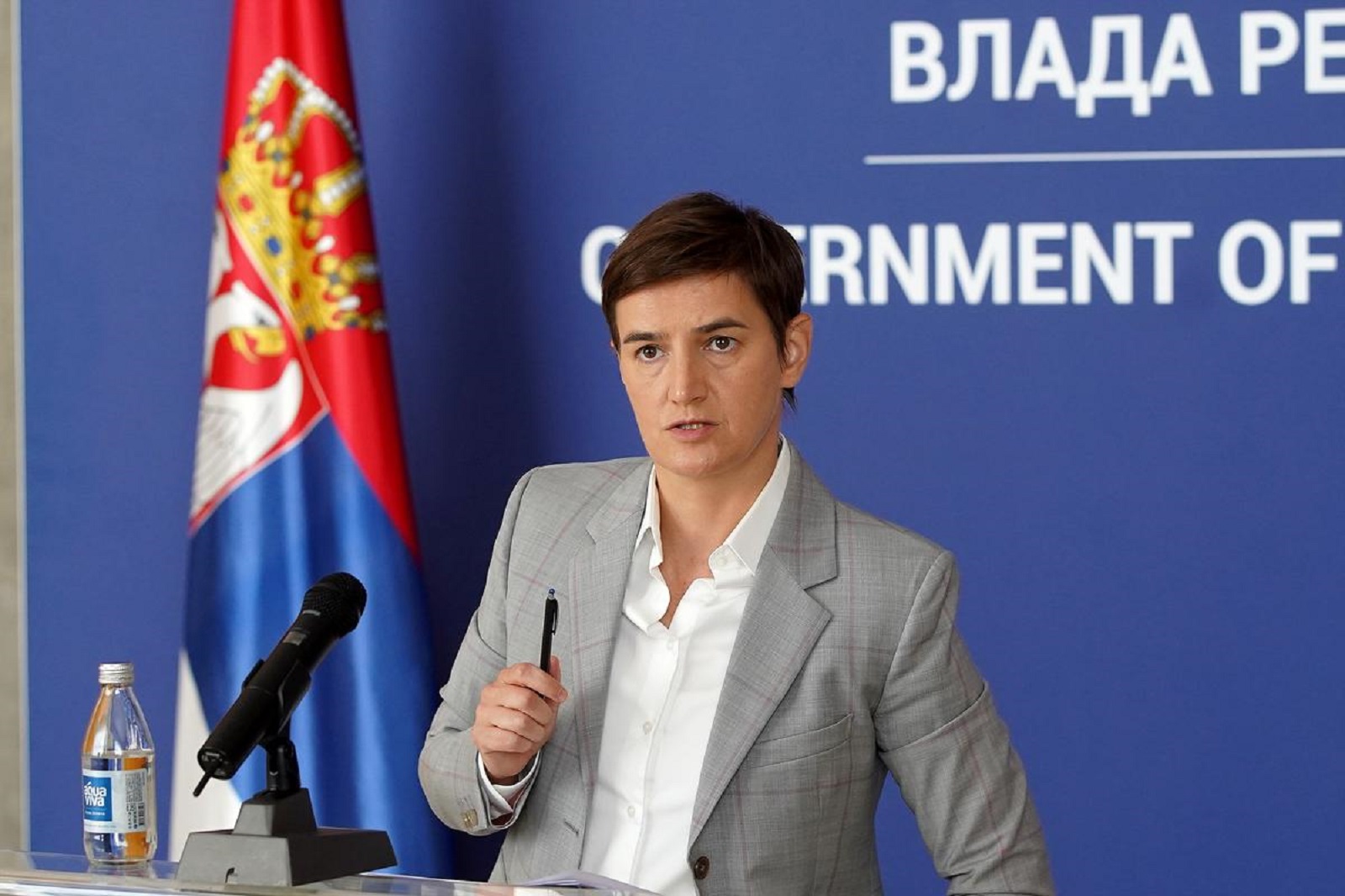 11, September, 2021, Belgrade - Address by the Prime Minister of the Republic of Serbia Ana Brnabic after the session of the Crisis Staff for the Protection of the Health of the Population of the Republic of Serbia against the Infectious Disease COVID-19, which was held at the Palace of Serbia  Ana Brnabic. Photo: Antonio Ahel/ATAImages

11, septembar, 2021, Beograd - Obracanje predsednice Vlade Republike Srbije Ana Brnabic posle sednice Kriznog staba za zastitu zdravlja stanovnistva Republike Srbije od zarazne bolesti COVID-19 koja je odrzan u Palati Srbija. Photo: Antonio Ahel/ATAImages