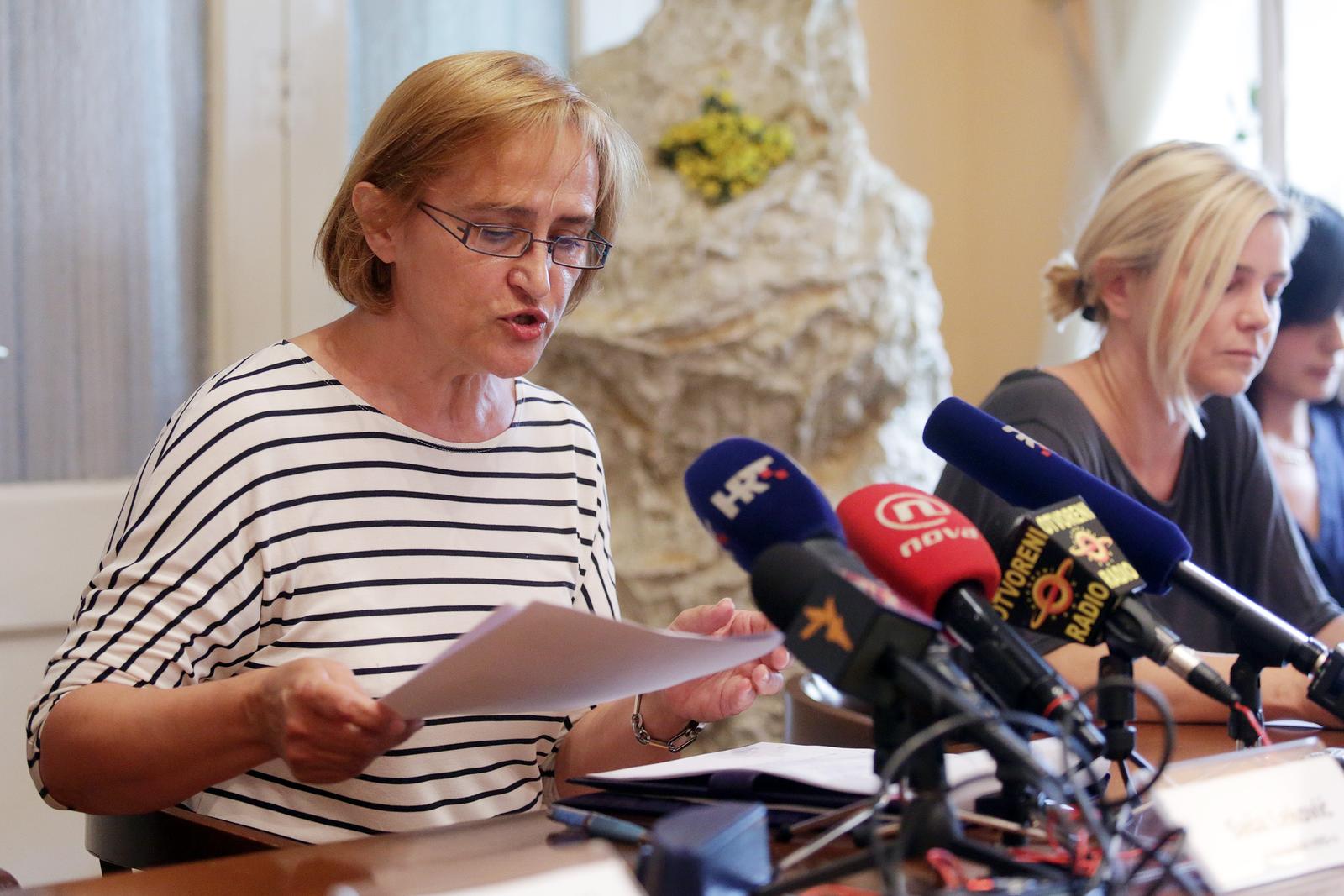 13.07.2015., Zagreb - U Novinarskom domu odrzana je konferencija za medije povodom pravomocne presude protiv Zagreb Pridea. Vesna Alaburic.

Photo: Borna Filic/PIXSELL