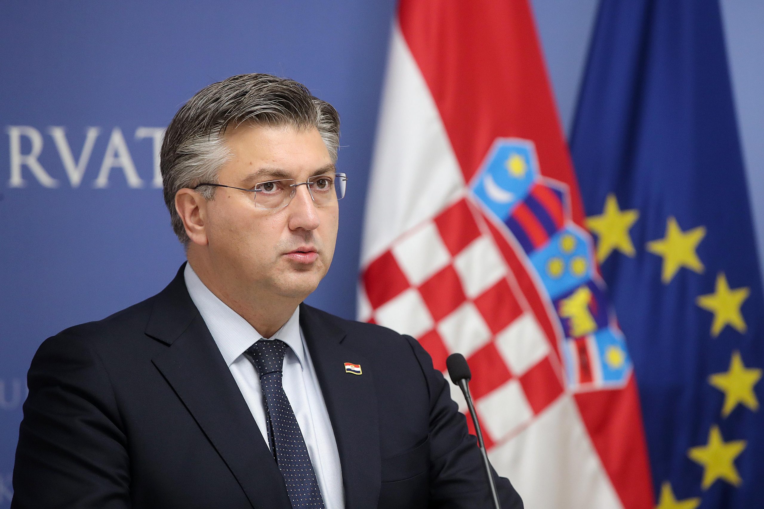 14.11.2020., Zagreb - Konferencija za medije premijera Andreja Plenkovica u Banskim dvorima povodom rasta kreditnog rejtinga. 
Photo: Goran Stanzl/PIXSELL