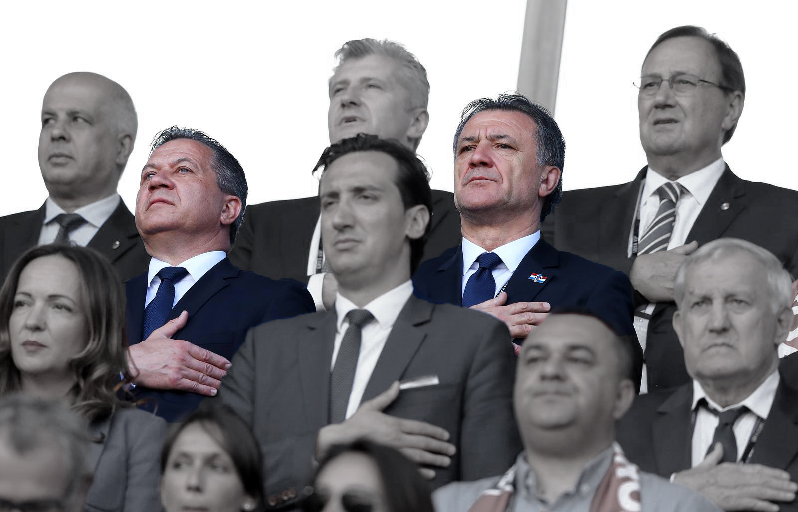 17.06.2016., stadion Geoffroy-Guichard, Saint-Etienne, Francuska - UEFA EURO 2016., 2. kolo, skupina D, Ceska - Hrvatska. Davor Suker, Damir Vrbanovic, Zdravko Mamic, Zorislav Srebric. 
Photo: Goran Stanzl/PIXSELL