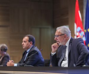17.09.2021.Zagreb ,  Konferencija za medije nacionalnog stozera civilne zastite.  Krunoslav Capak, Alemka Markotic, Davor Buzinovic i Vill Beros Photo:Zeljko Lukunic/ PIXSELL