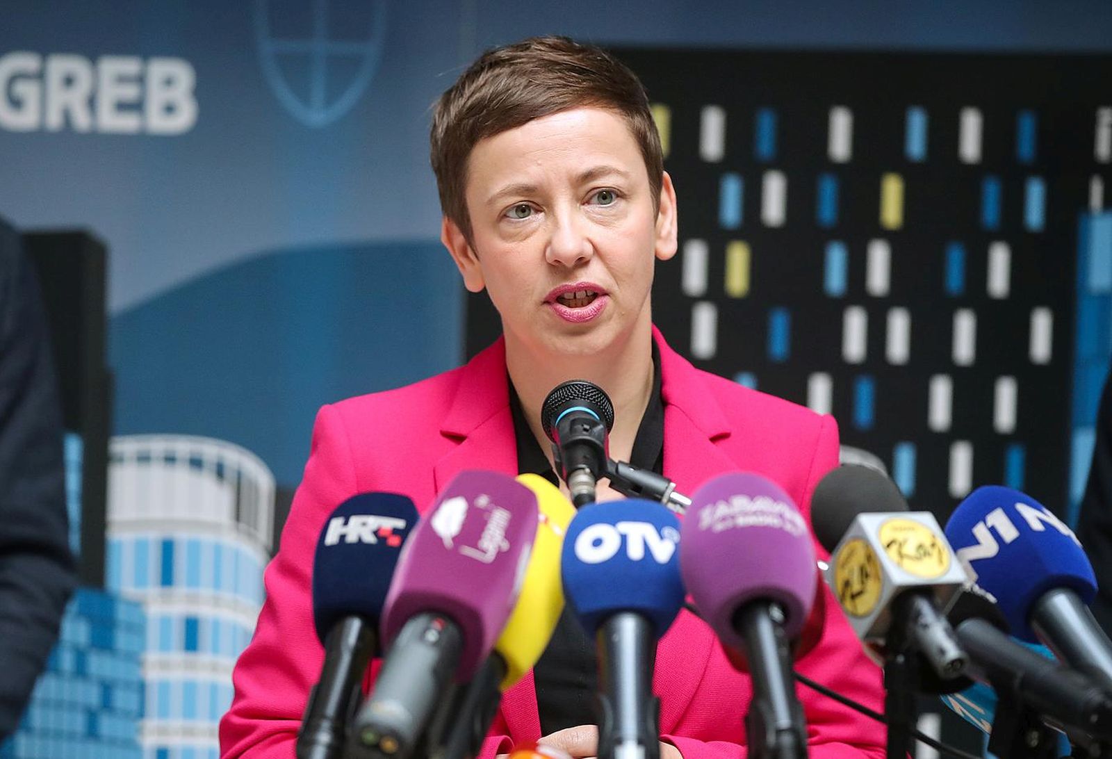 19.10.2021., Zagreb - Gradonacelnik Grada Zagreba Tomislav Tomasevic sa suradnicima odrzao je konferenciju za medije u predvorju Gradske uprave. Danijela Dolenec. 
Photo: Goran Stanzl/PIXSELL