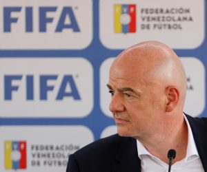 FIFA President Gianni Infantino visits Venezuela - Universidad central de Venezuela stadium - Caracas, Venezuela - October 15, 2021 FIFA President Gianni Infantino attends a news conference   REUTERS/Leonardo Fernandez Viloria