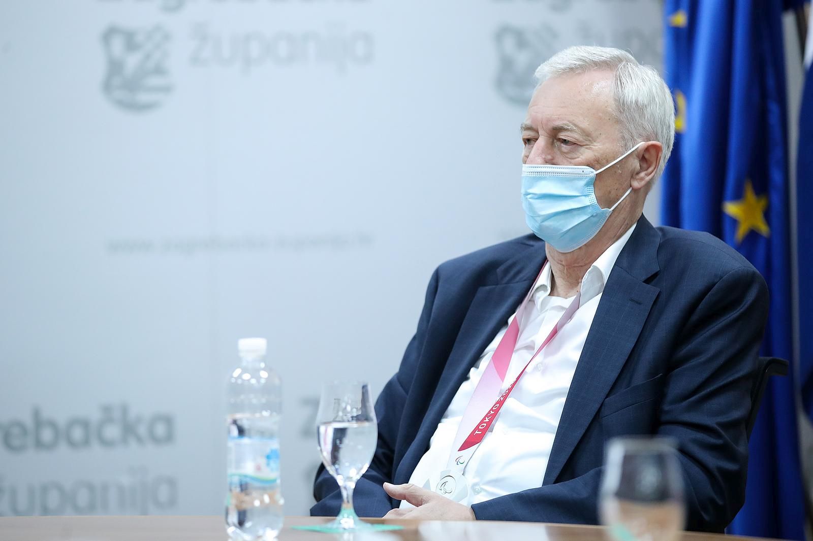 02.09.2021., Zagreb - Zupan Zagrebacke zupanije Stjepan Kozic primio je bacaca diska Velimira Sandora, osvajaca srebrne medalje na Paraolimpijskim igrama u Tokiju. Stjepan Kozic. 
Photo: Goran Stanzl/PIXSELL