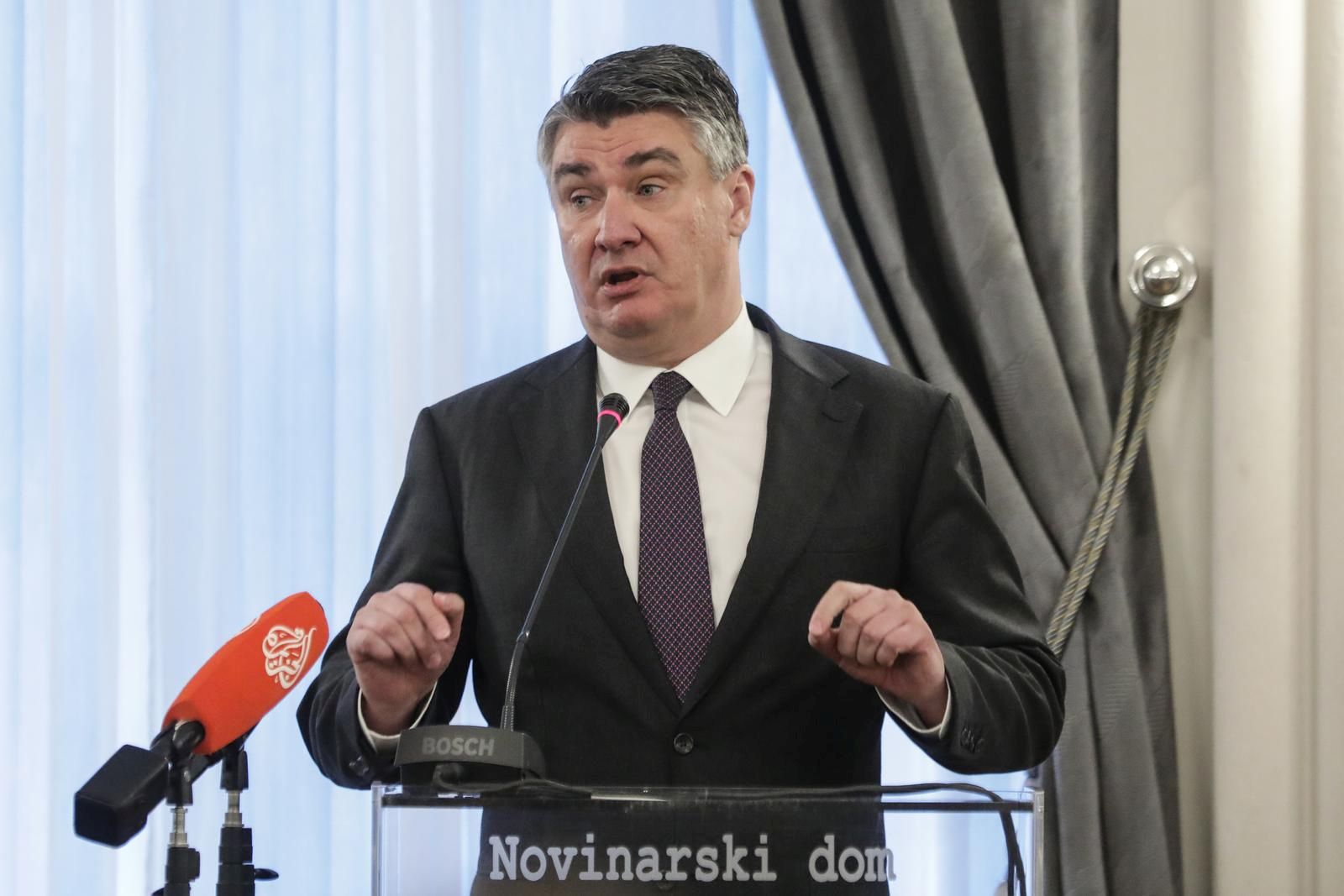 08.10.2021.,Zagreb, predsjednik Republike Zoran Milanovic, sudjelovao na otvorenju Godisnje skupstine Europske federacije novinara, odrzane u Hrvatskom novinarskom drustvu.
Photo: Robert Anic/PIXSELL