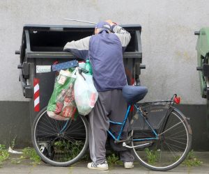 10.06.2021., Karlovac - Umirovljenik kopa po kontejneru. 
Photo: Kristina Stedul Fabac/PIXSELL
