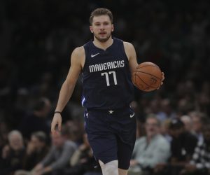 Dallas Mavericks guard Luka Doncic (77) during the second half of an NBA basketball game in Boston, Monday, Nov. 11, 2019. The Celtics defeated the Mavericks 116-106. (AP Photo/Charles Krupa)