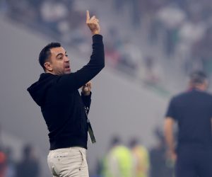 Soccer Football - Emir Cup - Final - Al Sadd v Al Rayyan - Al Thumama Stadium, Al Thumama, Qatar - October 22, 2021 Al Sadd's Xavi reacts REUTERS/Ibraheem Al Omari