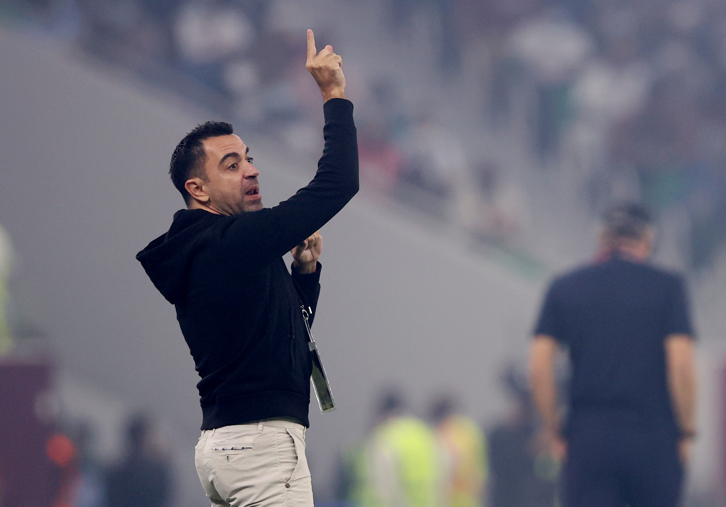 Soccer Football - Emir Cup - Final - Al Sadd v Al Rayyan - Al Thumama Stadium, Al Thumama, Qatar - October 22, 2021 Al Sadd's Xavi reacts REUTERS/Ibraheem Al Omari