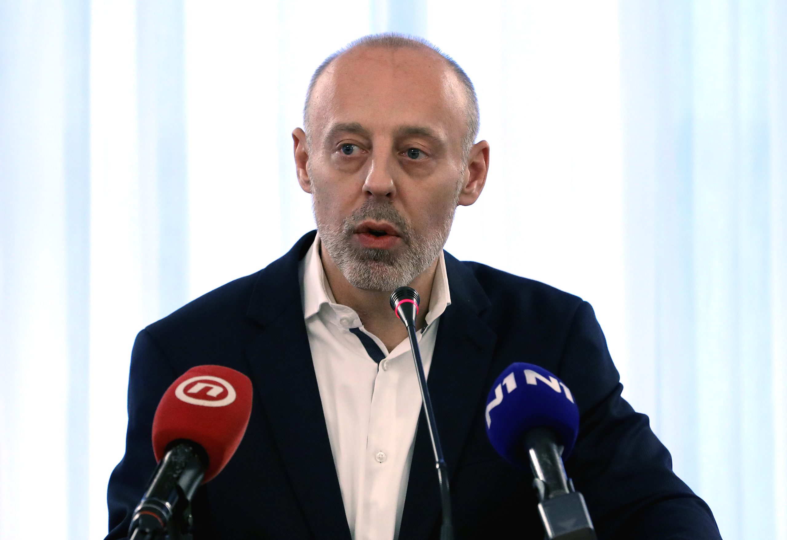 Zagreb, 03.11.2021. - Izvanredna konferencija za medije Hrvatske komore socijalnih radnika. Na fotografiji predsjednik Hrvatske komore socijalnih radnika Antun Ilija. foto HINA/ Lana SLIVAR DOMINIÆ/ lsd
