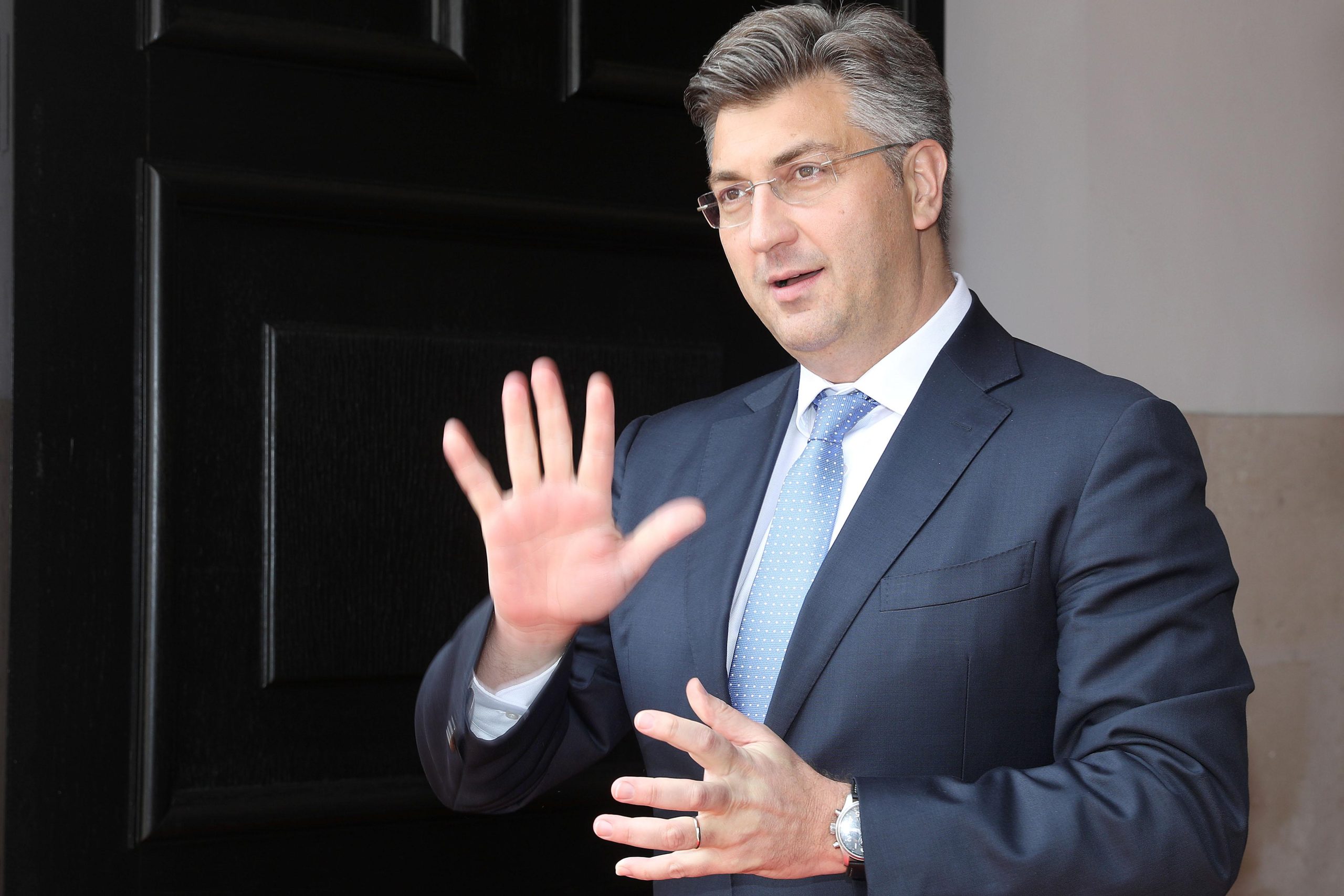 01.06.2017., Zagreb -Predsjednik Vlade Republike Hrvatske Andrej Plenkovic sastao se u Banskim dvorima s predsjednikom Republike Kosovo Hashimom Thacijem.
Photo: Patrik Macek/PIXSELL