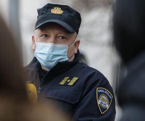 01.12.2020., Zagreb - Ispred Ravnateljstva policije odrzana konferencija za medije vezano za nove mjere i postupanja policije tijekom provodenja nadzora pridrzavanja mjera Stozera civilne zastite RH. Okupljenim novinarima obratio se Davor Posilovic, nacelnik Sektora policije u PU zagrebackoj. 
Photo: Robert Anic/PIXSELL
